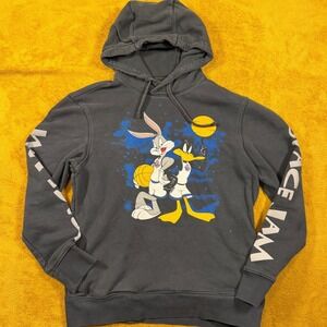 Space Jam Bugs Bunny Daffy Duck Graphic Hoodie Sweatshirt Men's Small